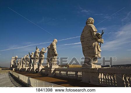 Stock Photo - Row Of Statues; Vatican City, Saint Peter's Plaza, Italy. Fotosearch