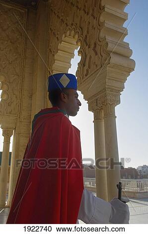 Stock Image - Royal Guard At Mohammed V Mausoleum. Fotosearch