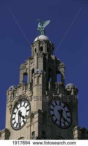Royal Liver Building With Clock On Mersey Waterfront View Large Photo Image Picture - Royal Liver Building With Clock On Mersey Waterfront. Fotosearch