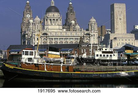 Royal Liver Building With Clock On Mersey Waterfront View Large Photo Image Stock Photography - Royal Liver Building With Clock On Mersey Waterfront. Fotosearch