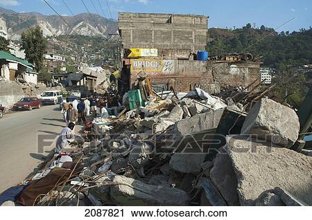 Rubble Of A Building Destroyed By The 8 October 2005 Earthquake, Muzaffarabad, Azad Kashmir, Pakistan View Large Photo Image Stock Image - Rubble Of A Building Destroyed By The 8 October 2005 Earthquake, Muzaffarabad, Azad Kashmir, Pakistan. Fotosearch