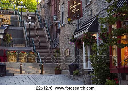 Rue de Petit Champlain; Quebec City, Quebec, Canada View Large Photo Image Stock Photograph - Rue de Petit Champlain; Quebec City, Quebec, Canada. Fotosearch