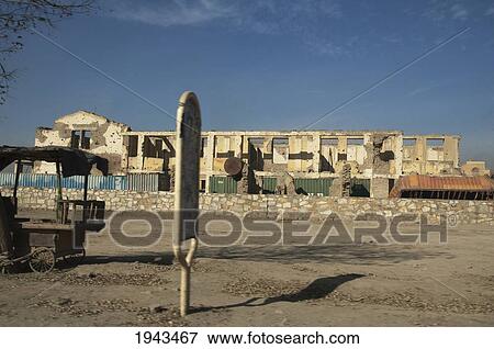 Stock Photo - Ruins Along Darulaman Boulevard In Kabul,, Afghanistan. Fotosearch