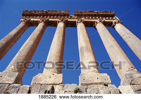 Stock Photograph - Ruins At Baalbek, Temple Of Jupiter. Fotosearch