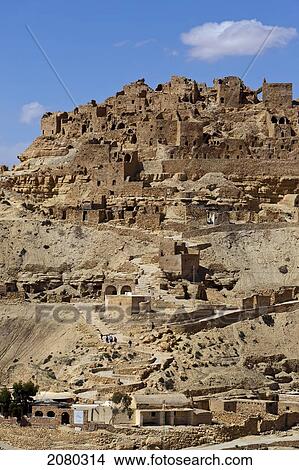 Picture - Ruins Of A Berber Village In The Tataouine Province; Chenini, Tunisia, North Africa. Fotosearch