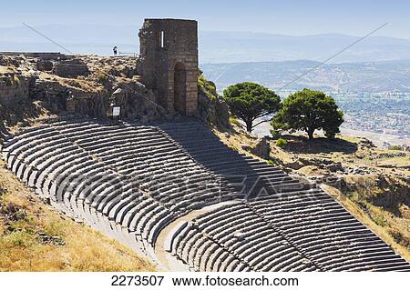 Ruins of ancient pergamum above bergama the theatre; izmir province turkey View Large Photo Image Stock Photo - Ruins of ancient pergamum above bergama the theatre; izmir province turkey. Fotosearch