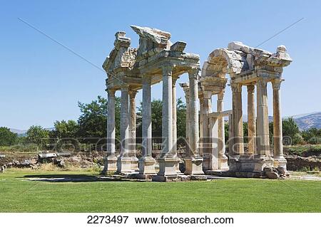 Ruins of aphrodisias 2nd century gateway known as the tetrapylon; aydin province turkey View Large Photo Image Stock Photo - Ruins of aphrodisias 2nd century gateway known as the tetrapylon; aydin province turkey. Fotosearch