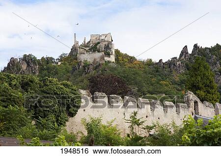 Stock Photograph - Ruins of Burg Durnstein Castle, Duernstein in Wachau, Lower Austria, Austria. Fotosearch