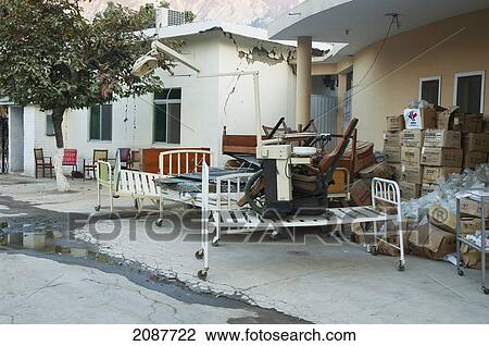 Stock Image - Ruins Of The General Hospital Destroyed By The 8 October 2005 Earthquake, Muzaffarabad, Azad Kashmir, Pakistan. Fotosearch