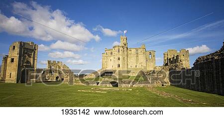 Stock Image - Ruins Of Warkworth Castle; Warkworth, Northumberland, England. Fotosearch