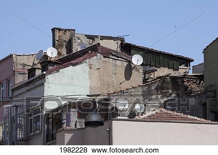 Rundown Buildings With Satellite Dishes; Istanbul Turkey View Large Photo Image Stock Photo - Rundown Buildings With Satellite Dishes; Istanbul Turkey. Fotosearch