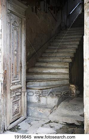 Stock Photography - Rundown Staircase In Old Havana. Fotosearch
