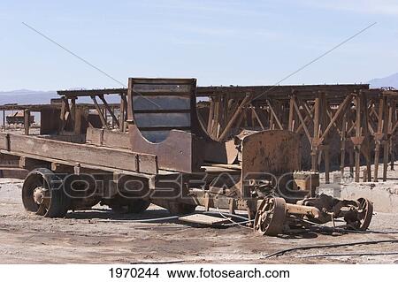 Picture - Rusting Remains Of A Truck At The Office Chacabuco In Chile, Antofagasta. Fotosearch