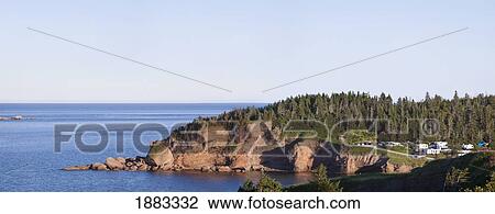 Stock Image - Rv Campground Surrounded By The Gaspe Peninsula At St. Georges-De-Malbaie; Perce', Quebec, Canada. Fotosearch