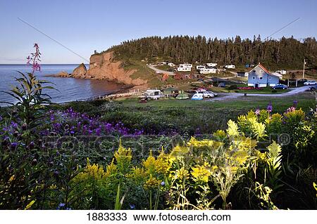 Stock Image - Rv Campground Surrounded By The Gaspe Peninsula At St. Georges-De-Malbaie; Perce', Quebec, Canada. Fotosearch
