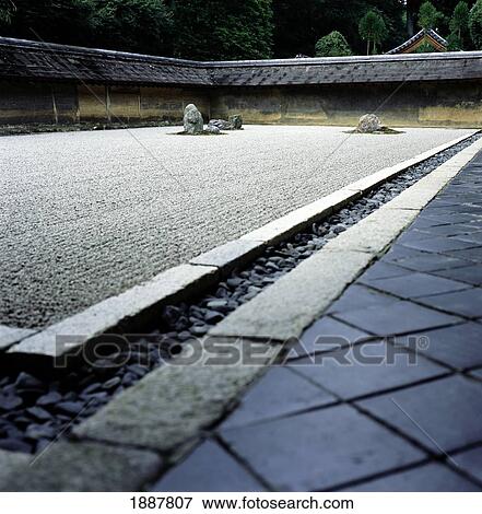 Ryoanji Garden, Low Angle View View Large Photo Image Stock Photo - Ryoanji Garden, Low Angle View. Fotosearch
