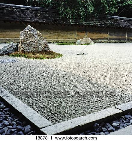 Ryoanji Zen Garden, Close Up View Large Photo Image Stock Image - Ryoanji Zen Garden, Close Up. Fotosearch