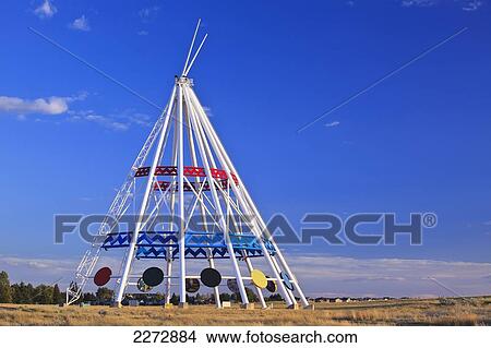 Picture - Saamis teepee the world's largest teepee; medicine hat alberta canada. Fotosearch