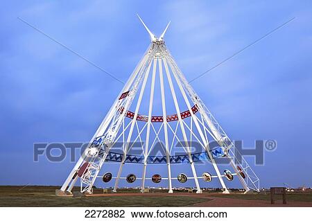 Stock Image - Saamis teepee the world's largest teepee; medicine hat alberta canada. Fotosearch