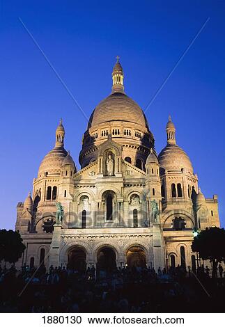 Sacre Coeur At Dusk. View Large Photo Image Stock Image - Sacre Coeur At Dusk.. Fotosearch