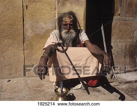 Picture - Sadhu In Jaislemere; Rajasthan, India. Fotosearch