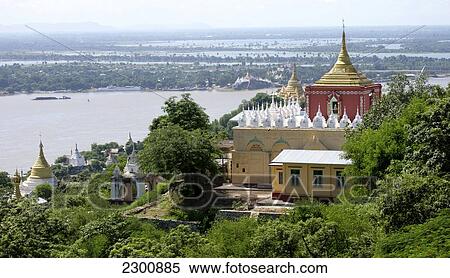 Sagaing Pagoda, near Mandalay, on the banks of the Irrawaddy River; Mandalay, Burma View Large Photo Image Stock Photography - Sagaing Pagoda, near Mandalay, on the banks of the Irrawaddy River; Mandalay, Burma. Fotosearch