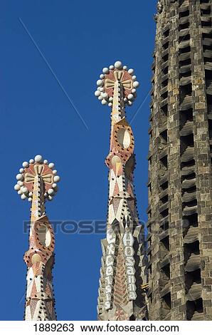 Stock Image - Sagrada Familia And Blue Sky, Close Up. Fotosearch