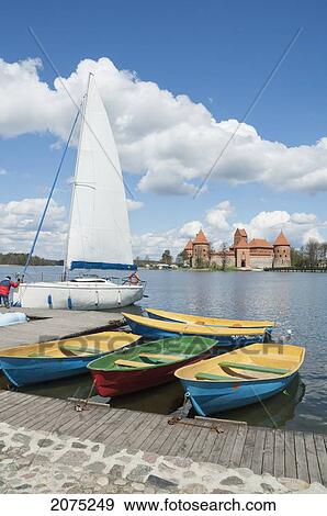 Sail Boats On Galve Lake With The Island Castle In The Background -Trakai, Lithuania View Large Photo Image Stock Photo - Sail Boats On Galve Lake With The Island Castle In The Background -Trakai, Lithuania. Fotosearch
