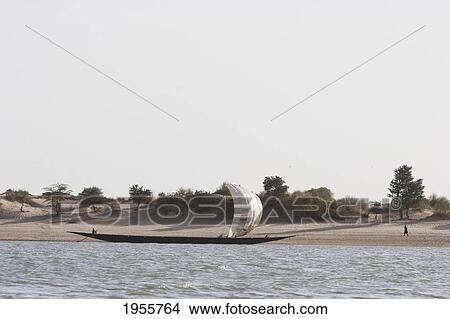 Picture - Sailboat On The Niger River Between Niafunke And Kabara, Mali. Fotosearch