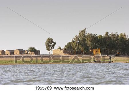 Stock Photo - Sailboat On The Niger River Between Niafunke And Kabara, Mali. Fotosearch