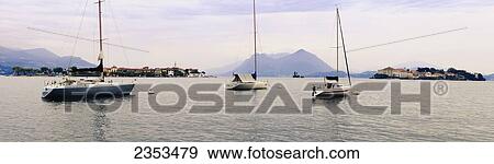 Stock Photo - Sailboats Mooring On Lake Maggiore; Italy. Fotosearch