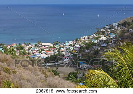 Sailboats On The Caribbean Sea Off The Coast Of The Fishing Village Of Anse La Raye, Saint Lucia View Large Photo Image Stock Photo - Sailboats On The Caribbean Sea Off The Coast Of The Fishing Village Of Anse La Raye, Saint Lucia. Fotosearch