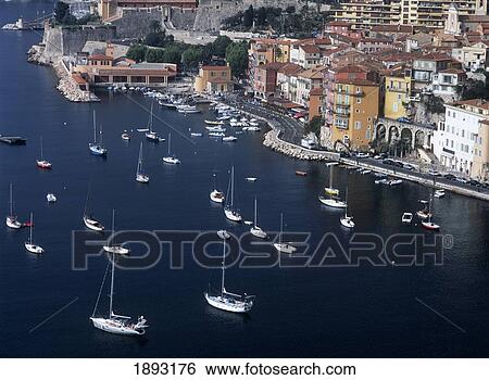 Stock Photograph - Sailing Boats And Town, Aerial View. Fotosearch