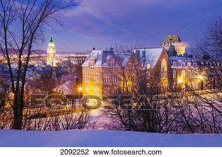 Saint-Denis Street And Chateau Frontenac At Dusk In Winter; Quebec City Quebec Canada View Large Photo Image Stock Image - Saint-Denis Street And Chateau Frontenac At Dusk In Winter; Quebec City Quebec Canada. Fotosearch
