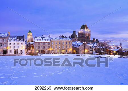Saint-Denis Street And Chateau Frontenac At Dawn In Winter; Quebec City Quebec Canada View Large Photo Image Stock Image - Saint-Denis Street And Chateau Frontenac At Dawn In Winter; Quebec City Quebec Canada. Fotosearch