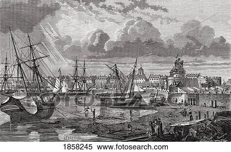 Saint Malo, France In The 18Th Century. From Histoire De La Revolution Francaise By Louis Blanc. View Large Photo Image Stock Photography - Saint Malo, France In The 18Th Century. From Histoire De La Revolution Francaise By Louis Blanc.. Fotosearch