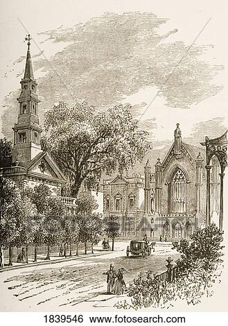 Stock Photograph - Saint Mark's Church In-The-Bowery New York In 1870S. From American Pictures Drawn With Pen And Pencil By Rev Samuel Manning Circa 1880. Fotosearch