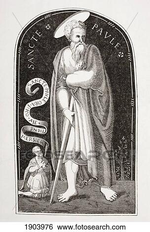 Stock Photograph - Saint Paul. Paul Of Tarsus. Paul The Apostle. After An Enamel From Limoges By Etienne Mercier. From Les Artes Au Moyen Age, Published Paris 1873.. Fotosearch