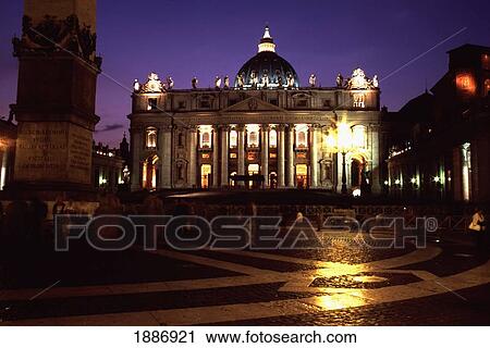 Stock Image - Saint Peter's Square At Dusk. Fotosearch