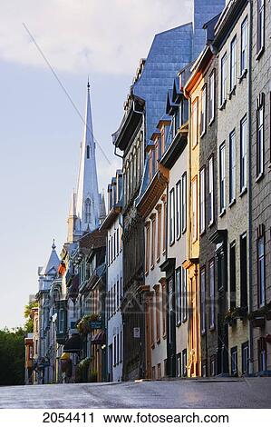 Stock Image - Sainte Ursule Street At Sunrise, Old Quebec, Quebec. Artist's Choice. Fotosearch