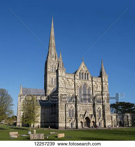 Stock Photo - Salisbury Cathedral; Salisbury, Wiltshire, England. Fotosearch