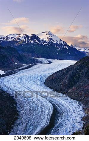 Stock Photo - Salmon Glacier At Sunset, Northern British Columbia. Fotosearch
