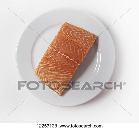 Stock Photo - Salmon on a plate. Fotosearch