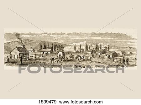 Stock Photo - Salt Lake City Utah In 1850. From American Pictures Drawn With Pen And Pencil By Rev Samuel Manning Circa 1880. Fotosearch