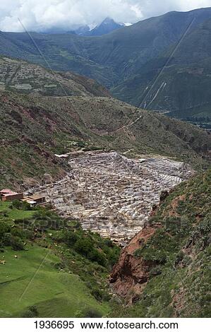 Stock Photography - Salt Pans In Sacred Valley; Maras Peru. Fotosearch