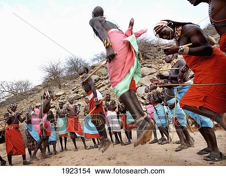 Picture - Samburu Dancers At Courtship Ceremony. Fotosearch