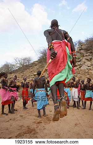 Stock Photography - Samburu Dancers At Courtship Ceremony. Fotosearch
