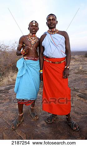 Picture - Samburu Guides On Bushwalk&#Xa; Sasaab Kenya. Fotosearch