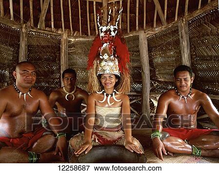 Stock Photo - Samoans dressed traditionally for the sacred Ava ceremony; Upulu Island, Samoa. Fotosearch