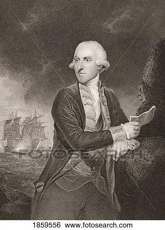 Stock Photograph - Samuel Hood, 1St. Viscount Hood, 1724-1816. British Admiral. Engraved By H. Robinson From The Original Of Sir. J. Reynolds. From England's Battles By Sea And Land By Lieut Col Williams, The London Printing And Publishing Company Circa 1890S. Fotosearch
